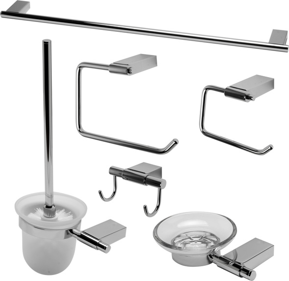 brushed nickel toilet paper holder and towel rack Alfi Accessory Set Polished Chrome Transitional
