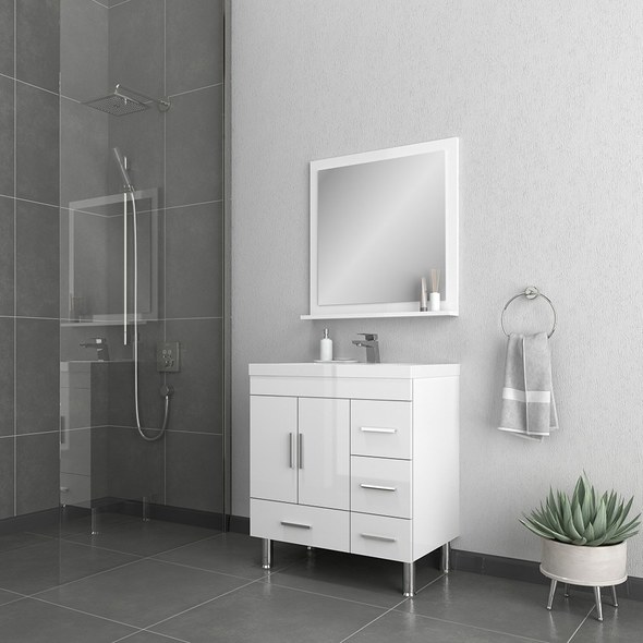 two sink vanity bathroom Alya Vanity with Top White Modern
