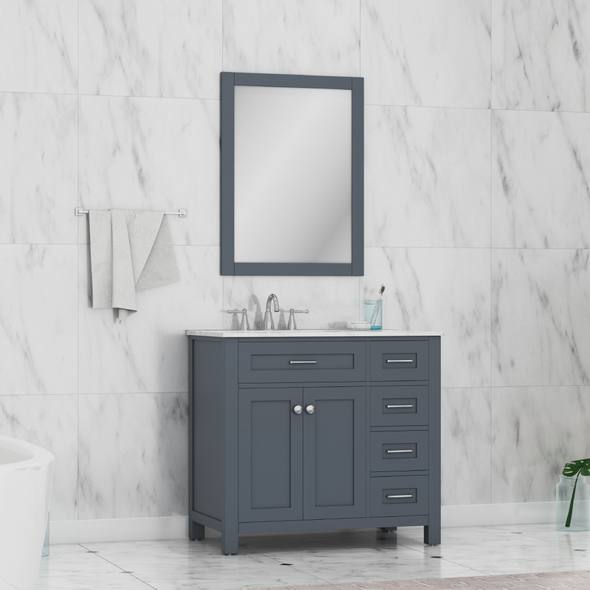 white wooden bathroom cabinet Alya Vanity with Top Gray