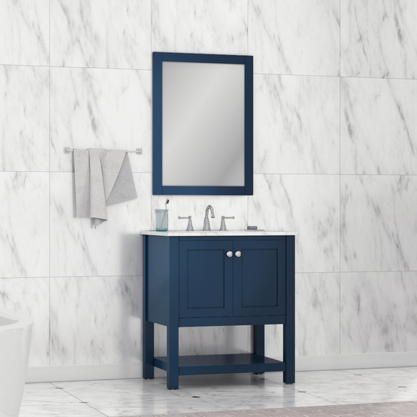natural wood single vanity Alya Vanity with Top Blue