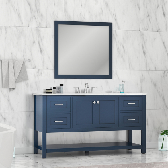 antique bathroom vanity with sink Alya Vanity with Top Blue