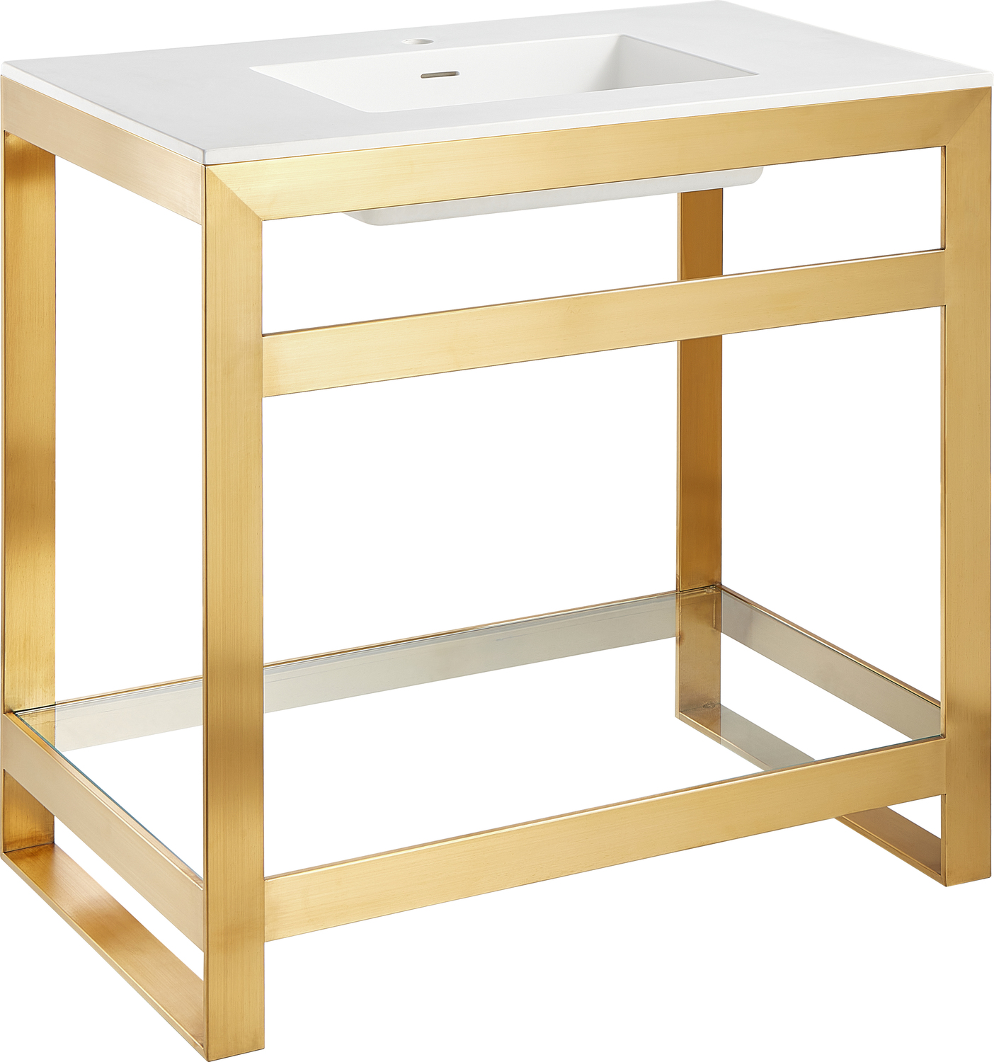 60 inch double vanity with top Anzzi BATHROOM - Console Sinks - Sink & Frame Brushed Gold