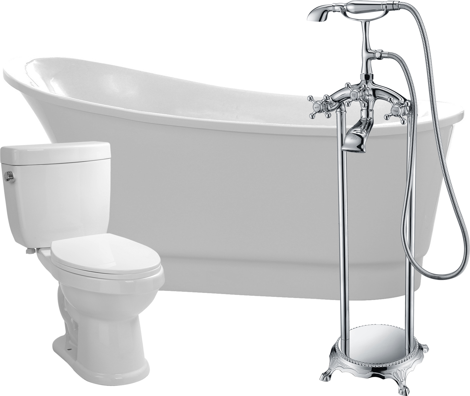 pedestal bathtub Anzzi BATHROOM - Bathtubs - Freestanding Bathtubs - One Piece - Acrylic White