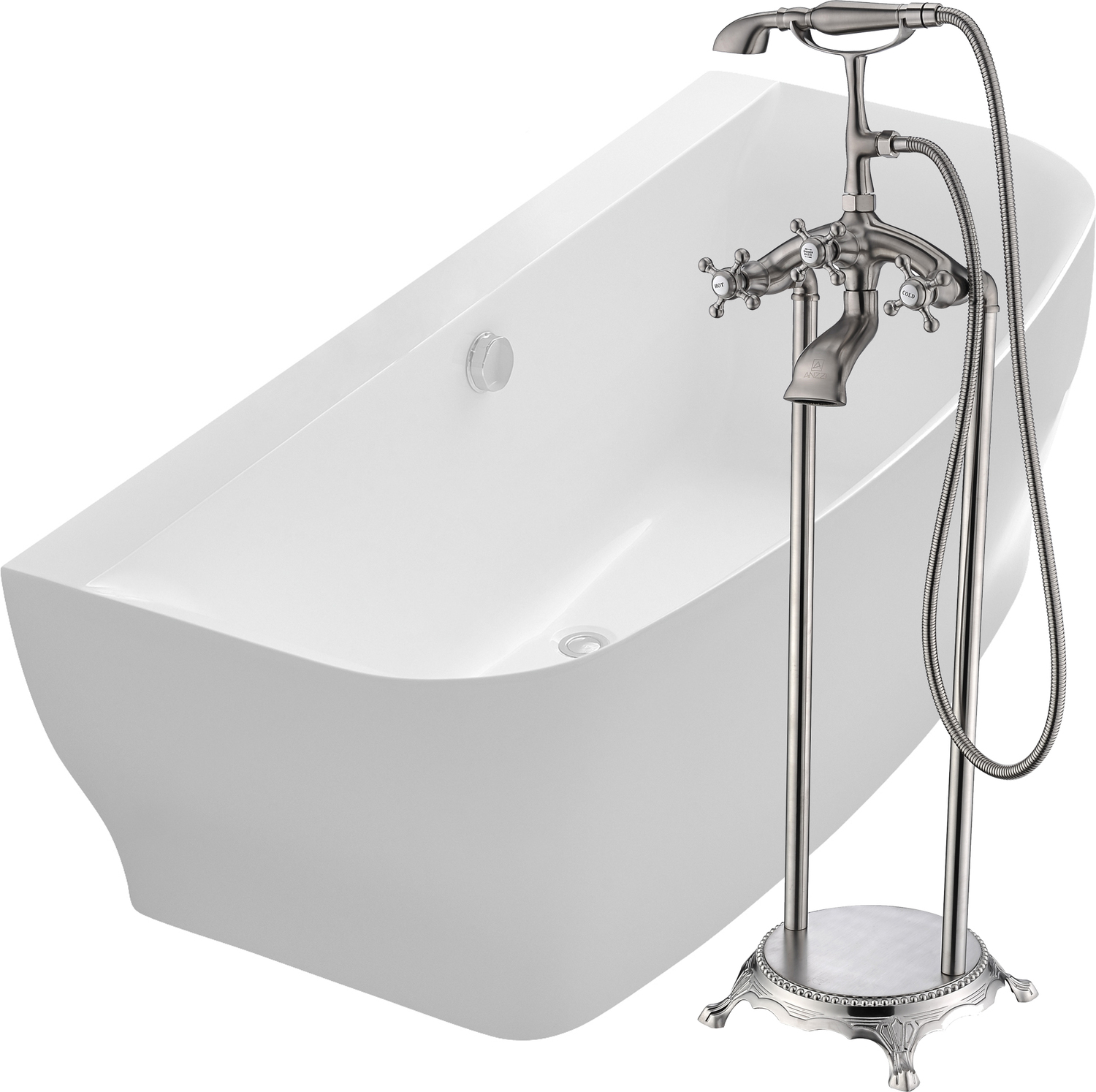 bathtub stopper plug Anzzi BATHROOM - Bathtubs - Freestanding Bathtubs - One Piece - Acrylic White