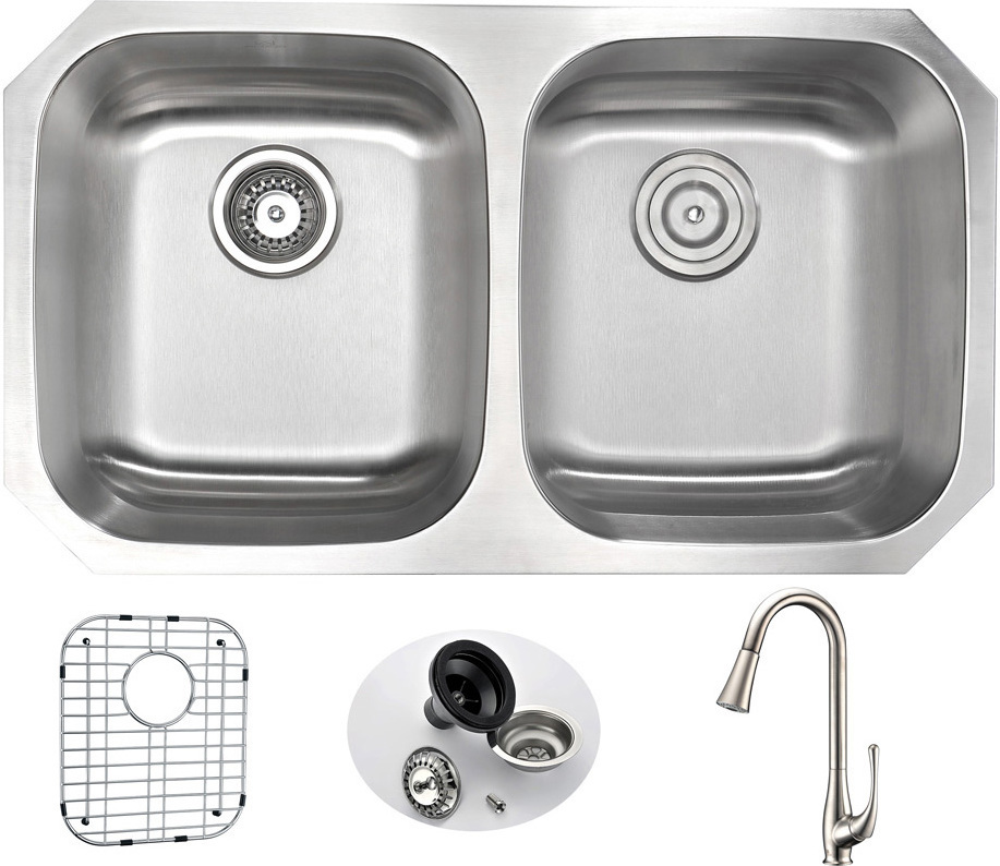 farmhouse apron sink double bowl Anzzi KITCHEN - Kitchen Sinks - Undermount - Stainless Steel Steel
