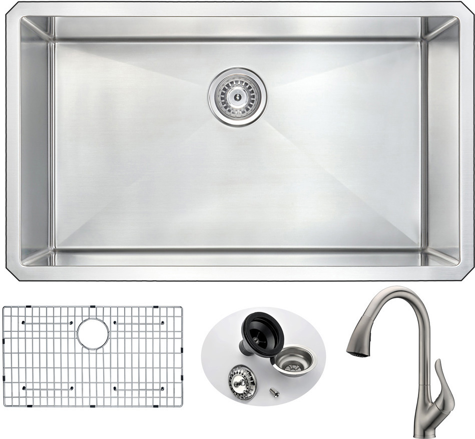  Anzzi KITCHEN - Kitchen Sinks - Undermount - Stainless Steel Single Bowl Sinks Steel