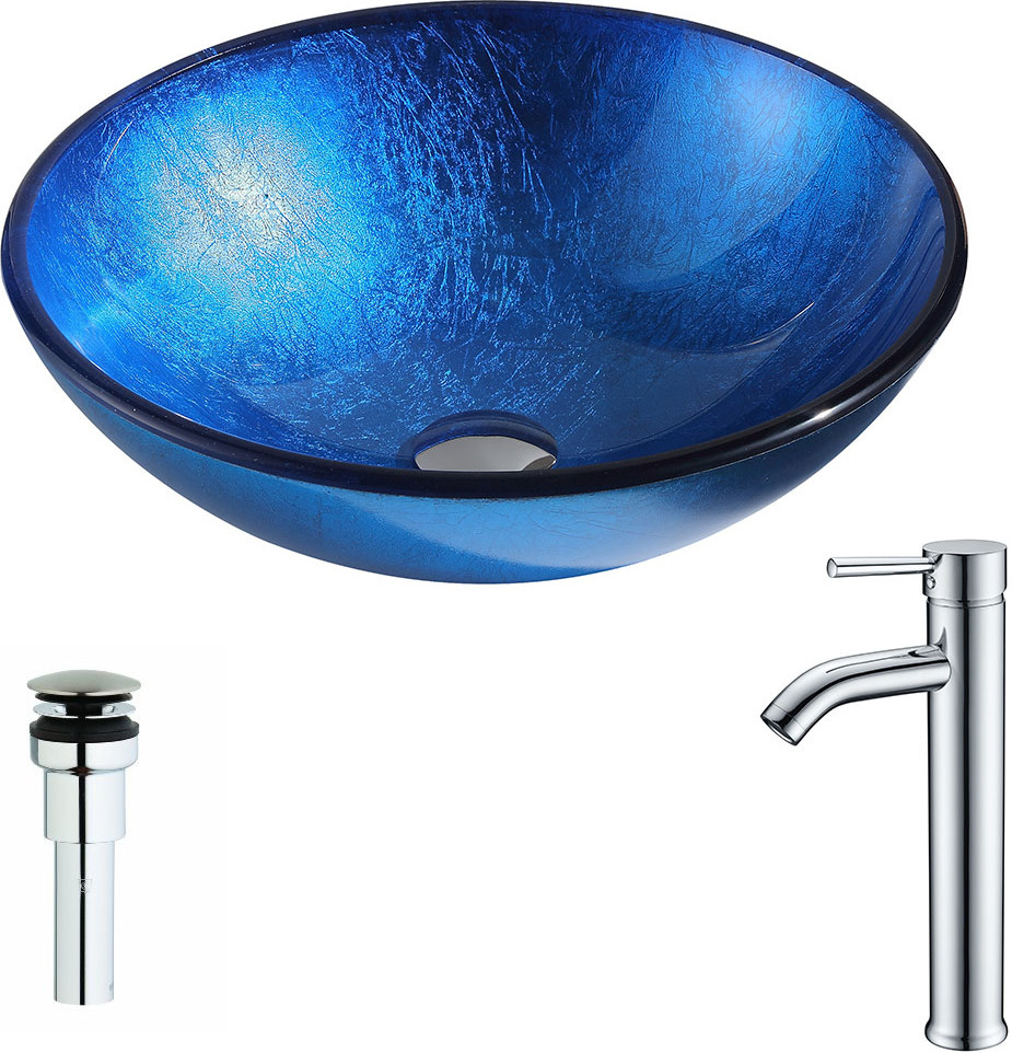 black on black bathroom vanity Anzzi BATHROOM - Sinks - Vessel - Tempered Glass Blue