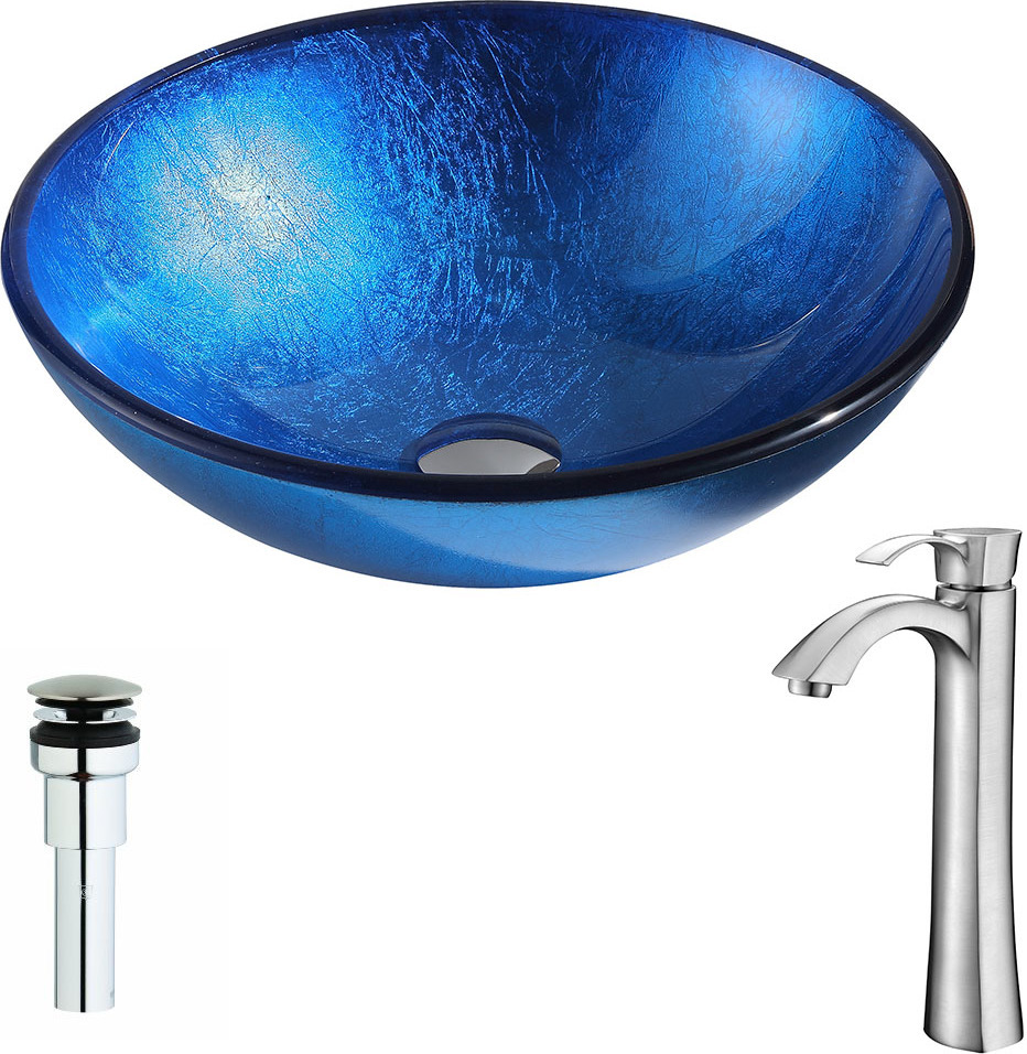 white vanity top for vessel sink Anzzi BATHROOM - Sinks - Vessel - Tempered Glass Blue