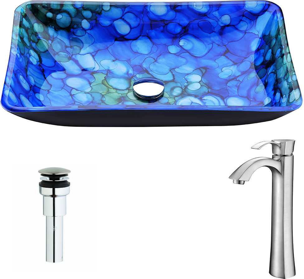 oval sink basin Anzzi BATHROOM - Sinks - Vessel - Tempered Glass Blue