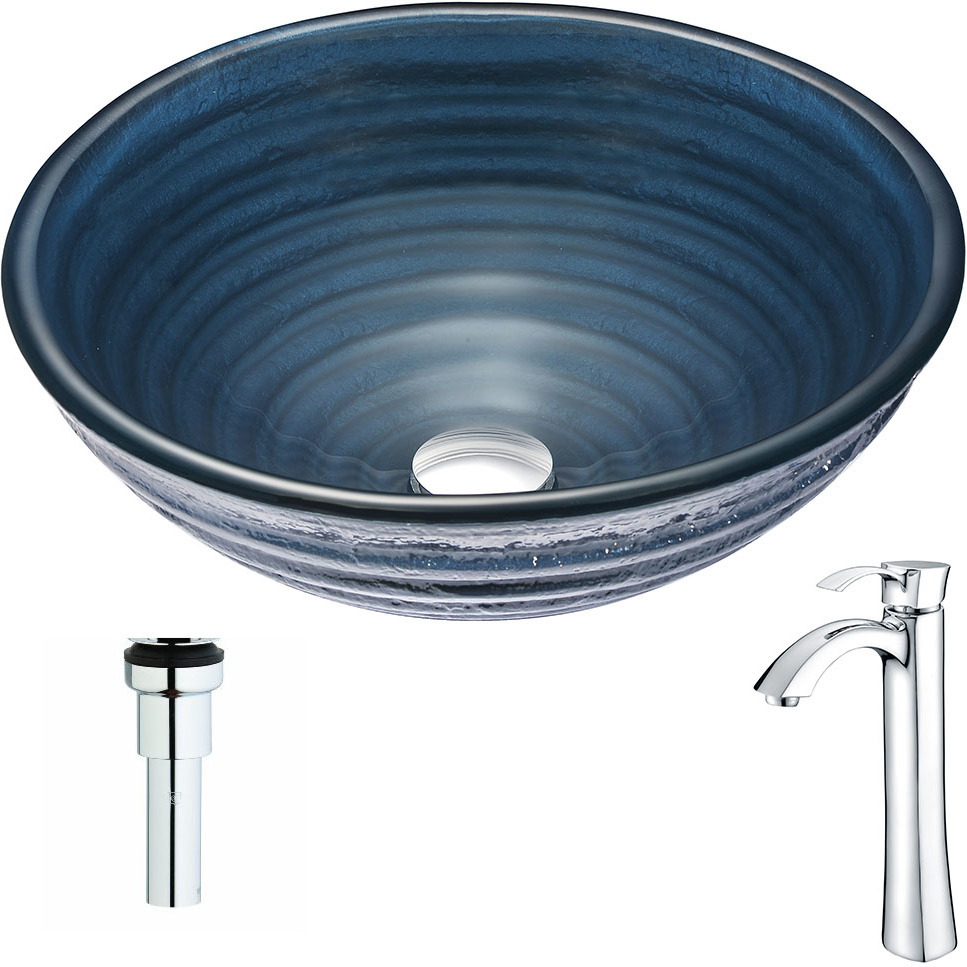 bathroom vanity with sink green Anzzi BATHROOM - Sinks - Vessel - Tempered Glass Blue