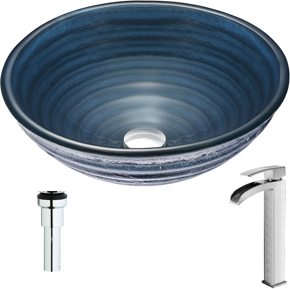bathroom vanity Anzzi BATHROOM - Sinks - Vessel - Tempered Glass Blue