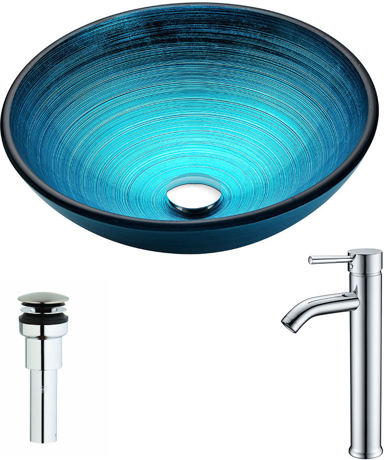 modern bathroom floating vanity Anzzi BATHROOM - Sinks - Vessel - Tempered Glass Blue
