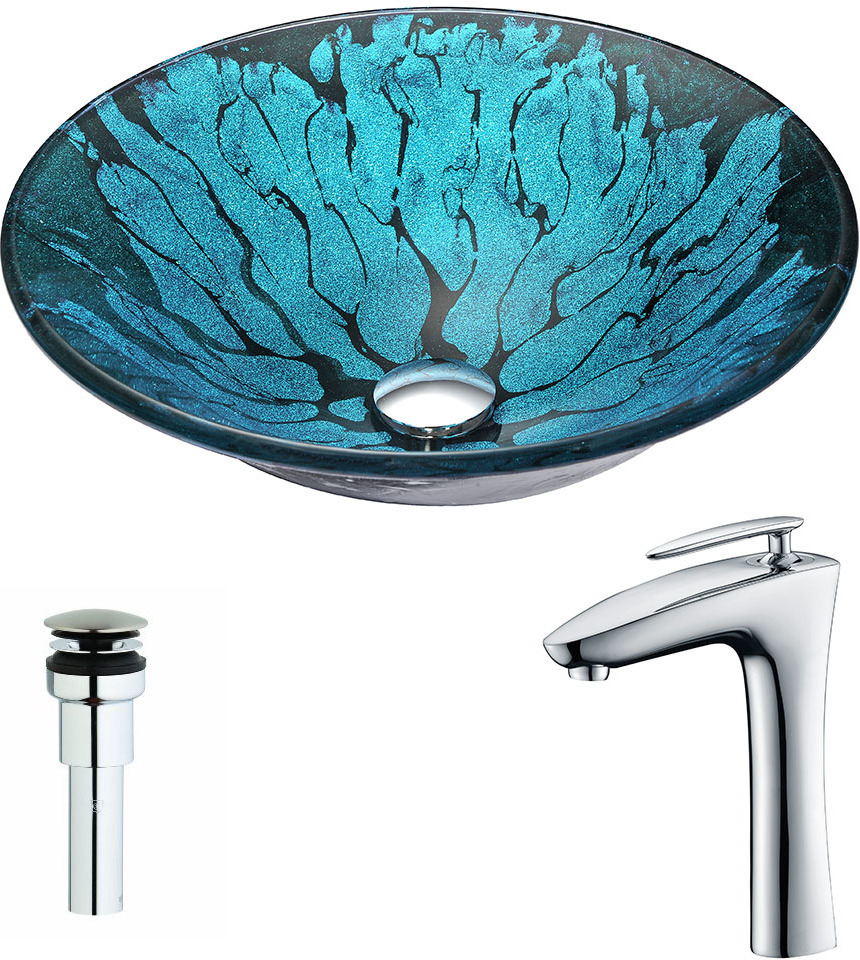 best bathroom vanity brands Anzzi BATHROOM - Sinks - Vessel - Tempered Glass Blue