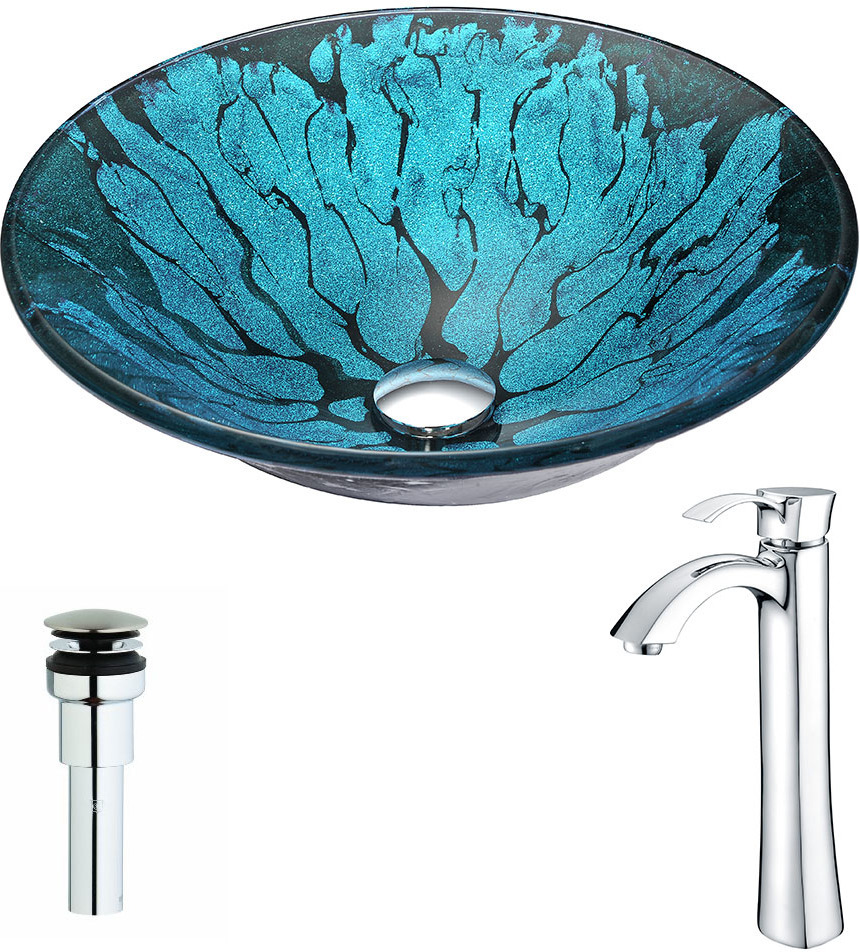 white under sink cabinet Anzzi BATHROOM - Sinks - Vessel - Tempered Glass Blue
