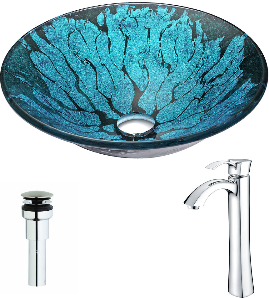 glass top bathroom vanity sink Anzzi BATHROOM - Sinks - Vessel - Tempered Glass Blue