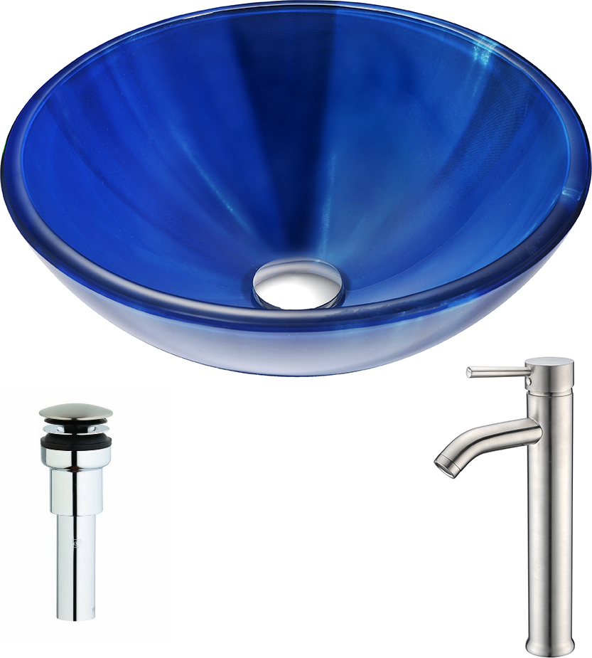 white basin unit Anzzi BATHROOM - Sinks - Vessel - Tempered Glass Blue