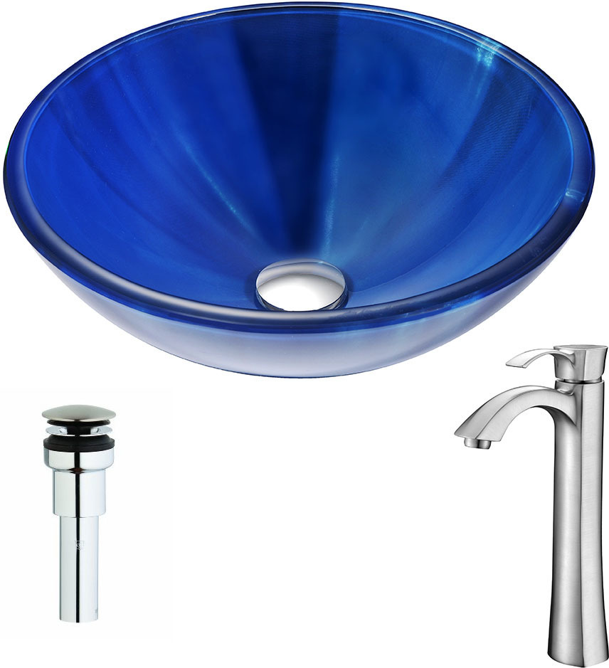glass basin vanity unit Anzzi BATHROOM - Sinks - Vessel - Tempered Glass Blue