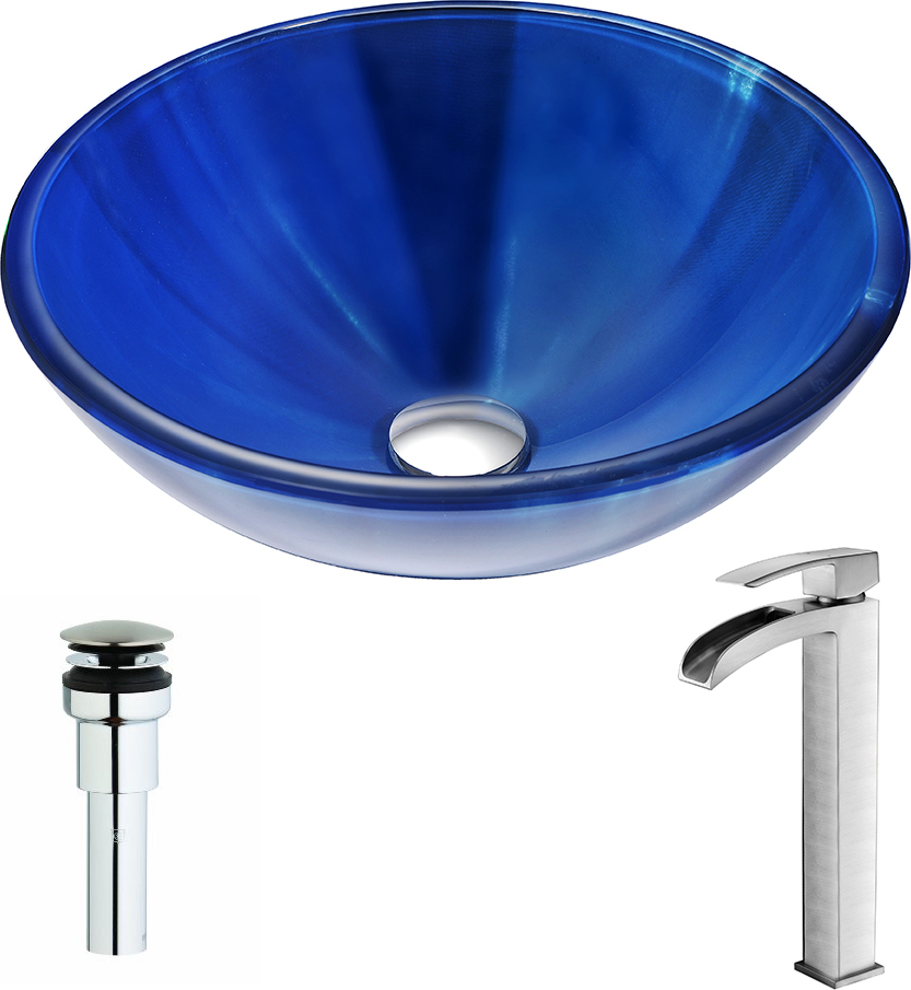 blue vanity bathrooms Anzzi BATHROOM - Sinks - Vessel - Tempered Glass Blue