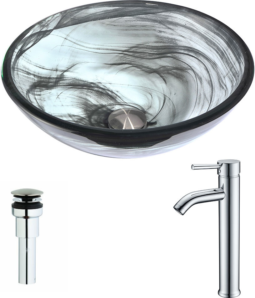 gold vanity sink Anzzi BATHROOM - Sinks - Vessel - Tempered Glass Gray