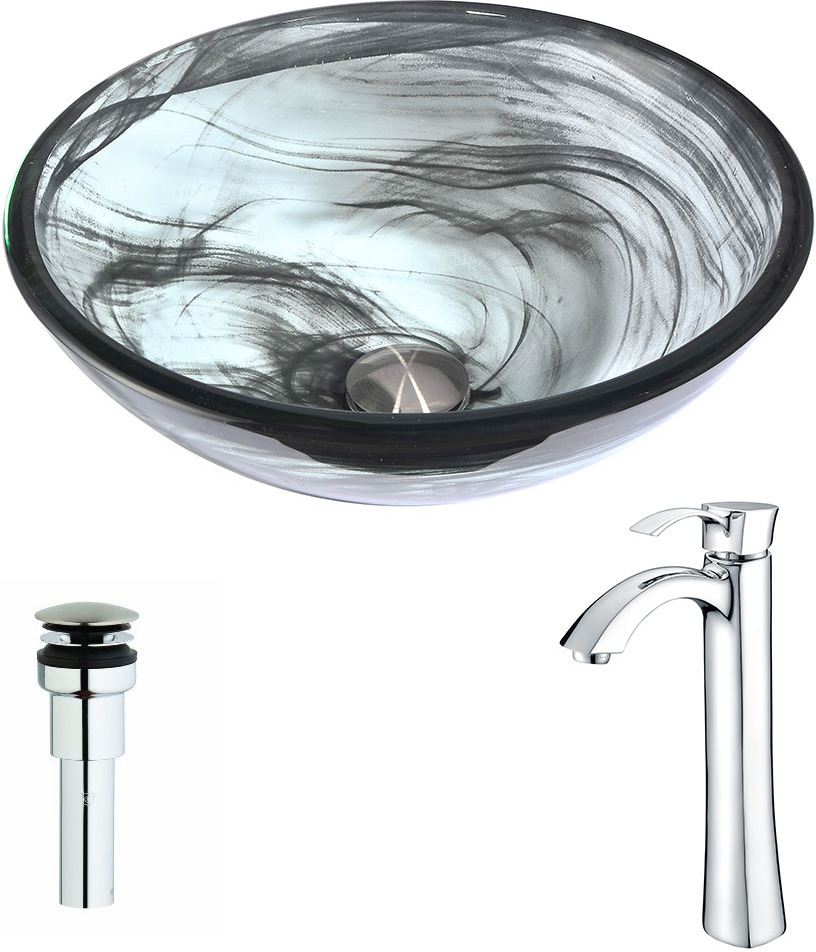 gray bathroom vanity Anzzi BATHROOM - Sinks - Vessel - Tempered Glass Gray