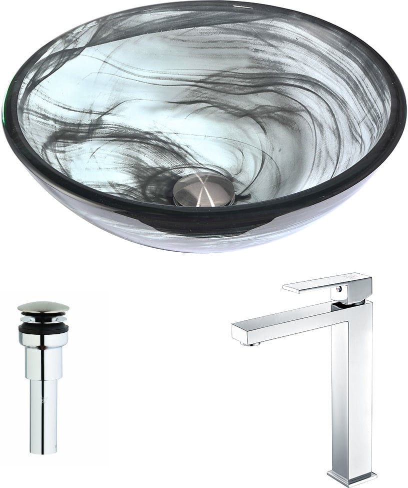gray bathroom vanity Anzzi BATHROOM - Sinks - Vessel - Tempered Glass Gray