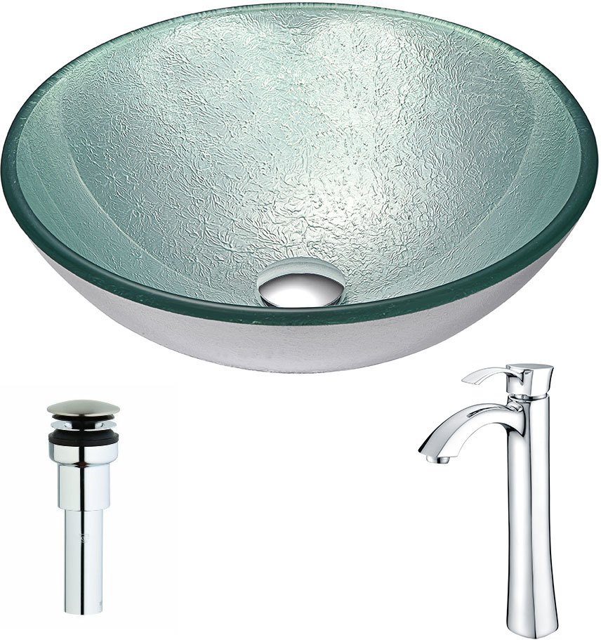 gray sink vanity Anzzi BATHROOM - Sinks - Vessel - Tempered Glass Silver