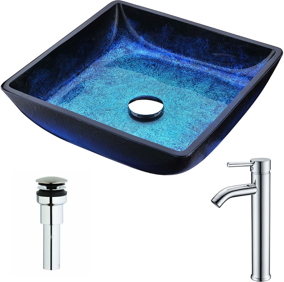 clear bathroom sink Anzzi BATHROOM - Sinks - Vessel - Tempered Glass Blue
