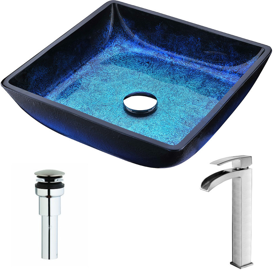 cost of new bathroom vanity Anzzi BATHROOM - Sinks - Vessel - Tempered Glass Blue