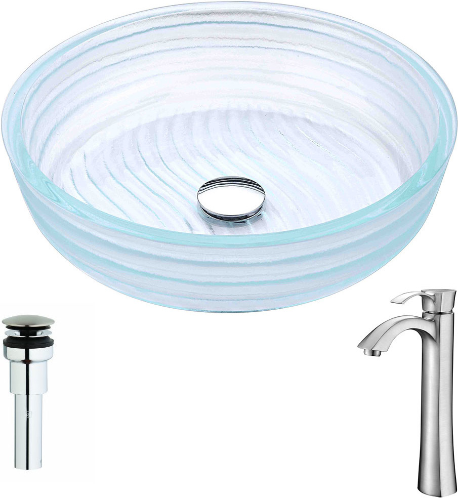 free standing sink vanity Anzzi BATHROOM - Sinks - Vessel - Tempered Glass Clear