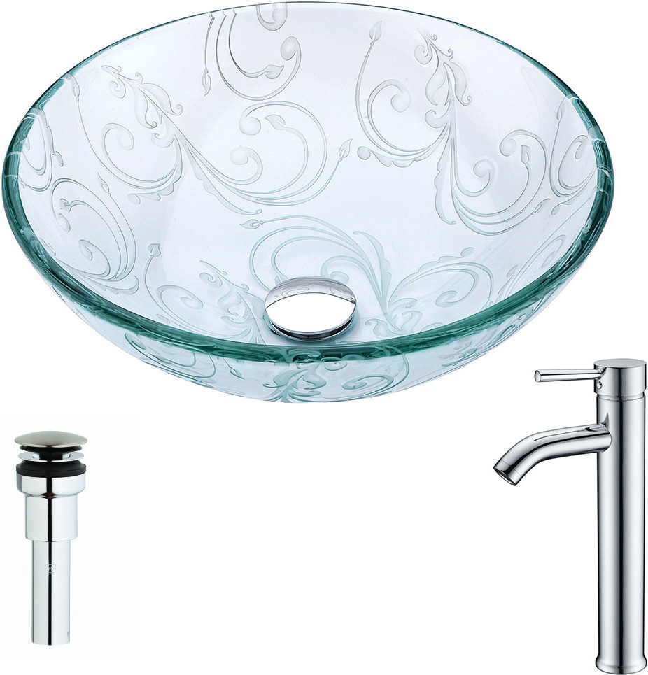 bowl sink for vanity Anzzi BATHROOM - Sinks - Vessel - Tempered Glass Clear