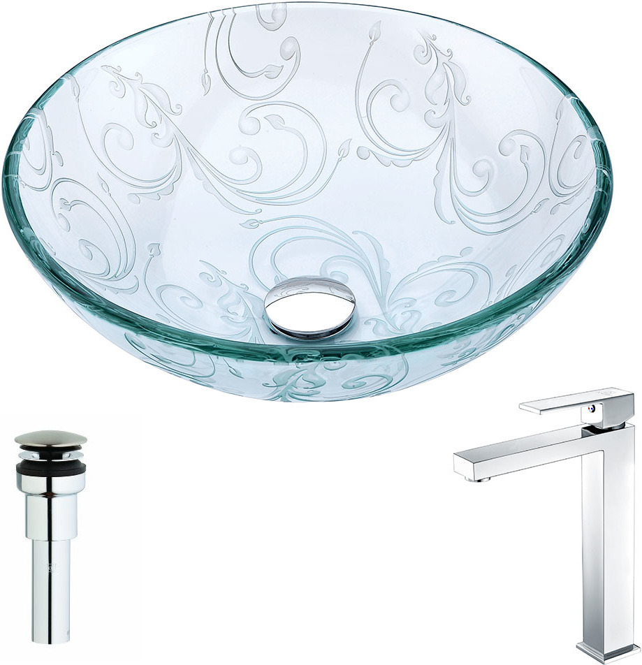 floating bowl sink vanity Anzzi BATHROOM - Sinks - Vessel - Tempered Glass Clear