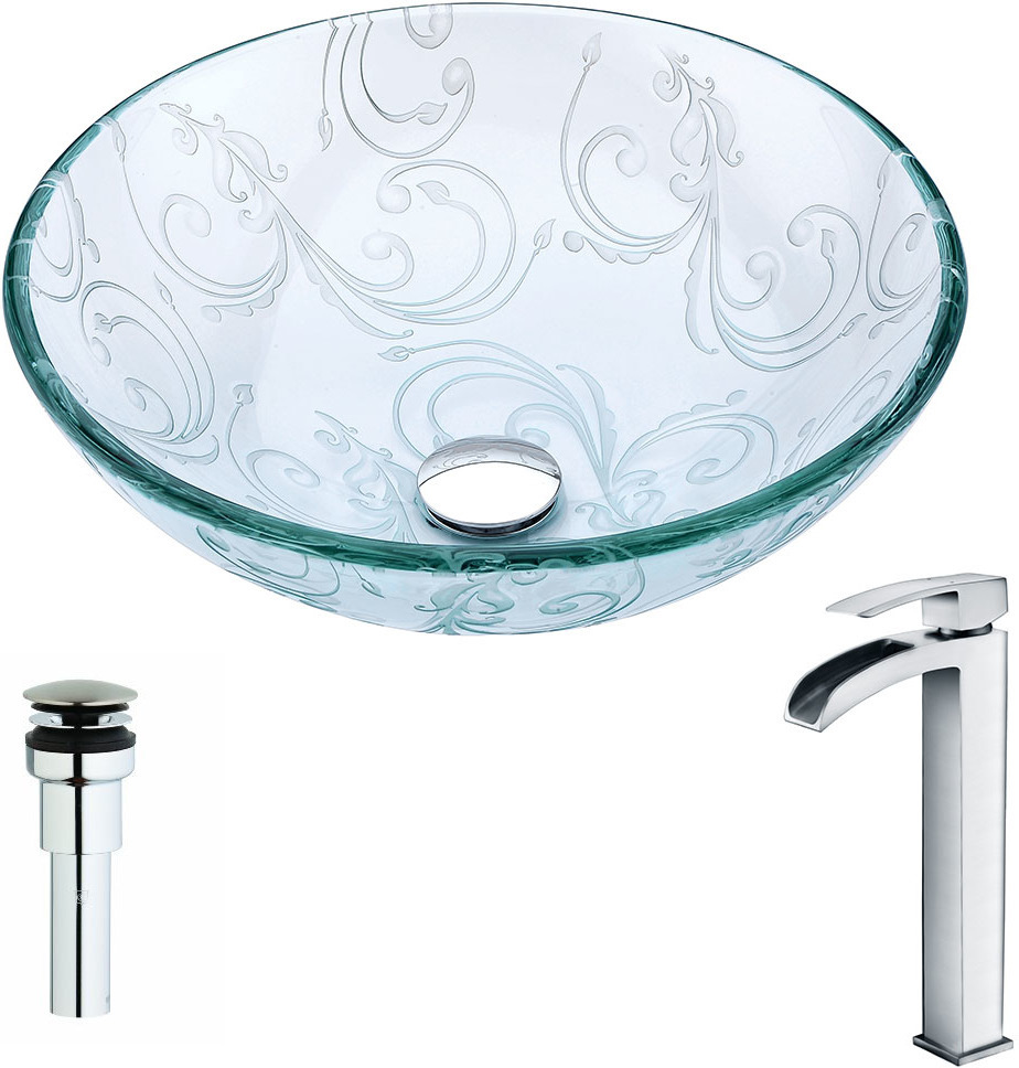 bathroom ideas with black vanity Anzzi BATHROOM - Sinks - Vessel - Tempered Glass Clear