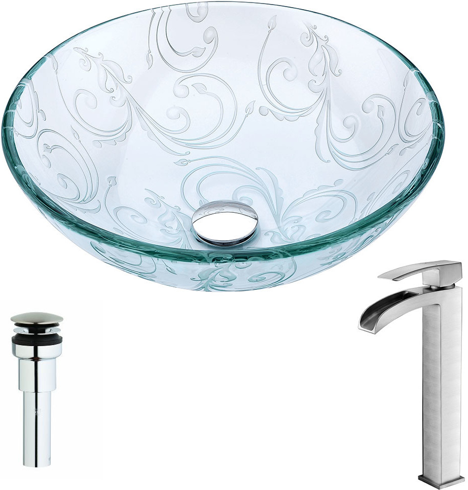 under sink white cabinet Anzzi BATHROOM - Sinks - Vessel - Tempered Glass Clear
