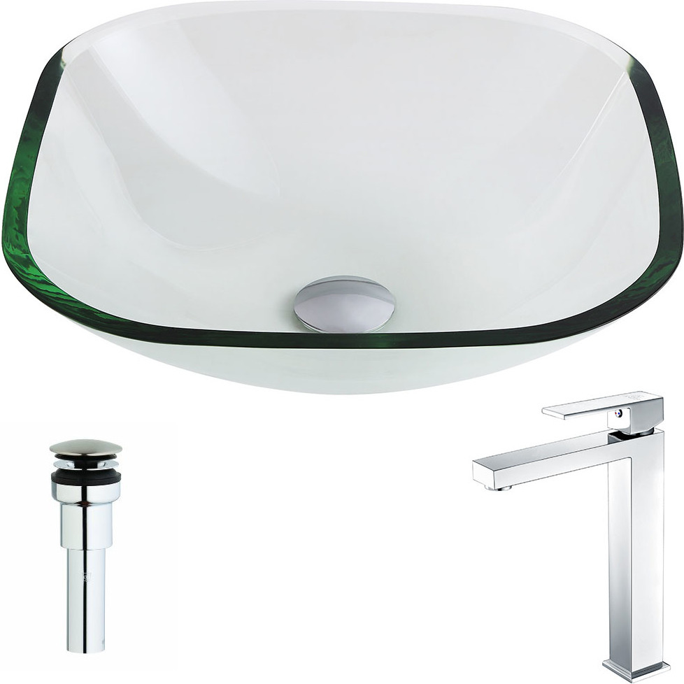 undermount vanity Anzzi BATHROOM - Sinks - Vessel - Tempered Glass Clear