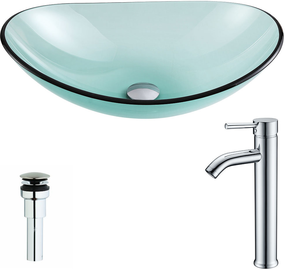 white floating vanity Anzzi BATHROOM - Sinks - Vessel - Tempered Glass Green