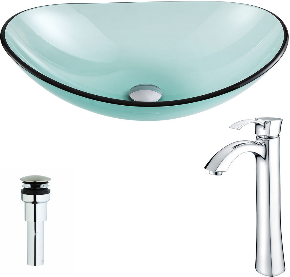bathroom with brown vanity Anzzi BATHROOM - Sinks - Vessel - Tempered Glass Green