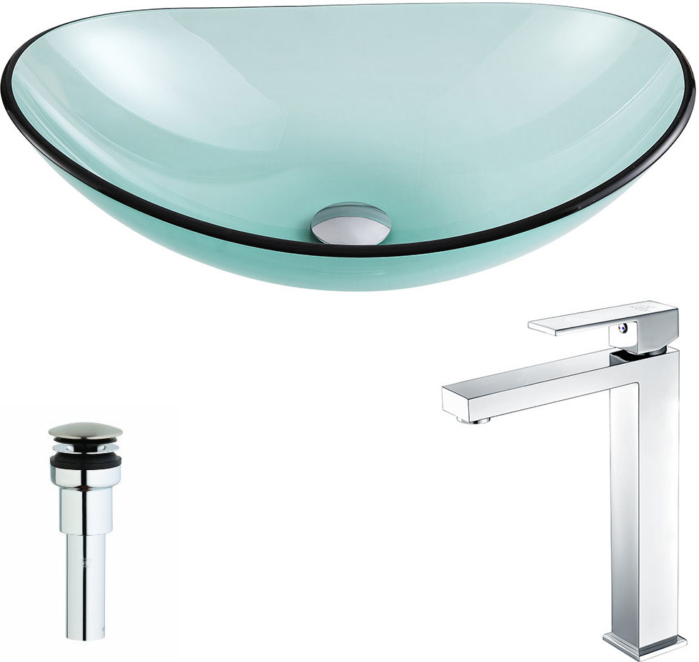 bathrooms with blue vanities Anzzi BATHROOM - Sinks - Vessel - Tempered Glass Green