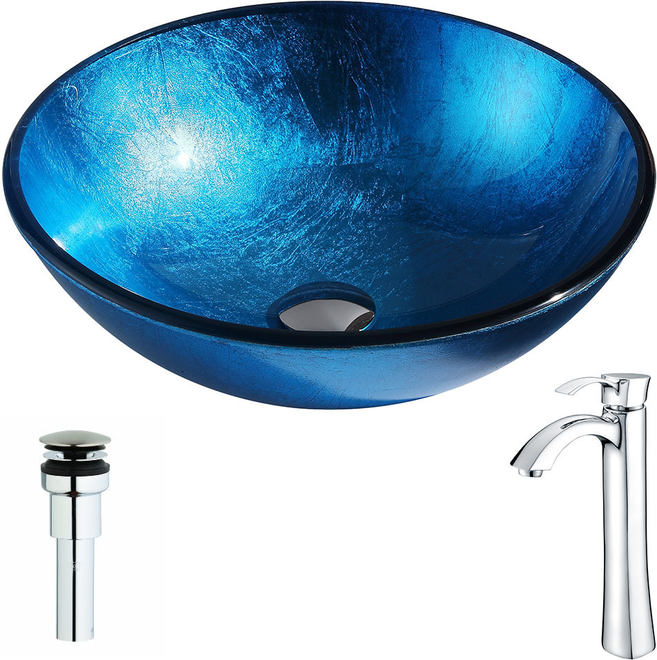 bath sink unit Anzzi BATHROOM - Sinks - Vessel - Tempered Glass Blue