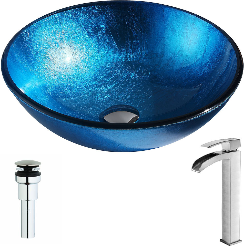 sink vanity top Anzzi BATHROOM - Sinks - Vessel - Tempered Glass Blue