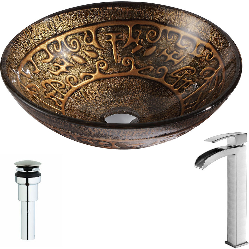 Anzzi Sinks Sink and Faucet Combos for Bath Brown