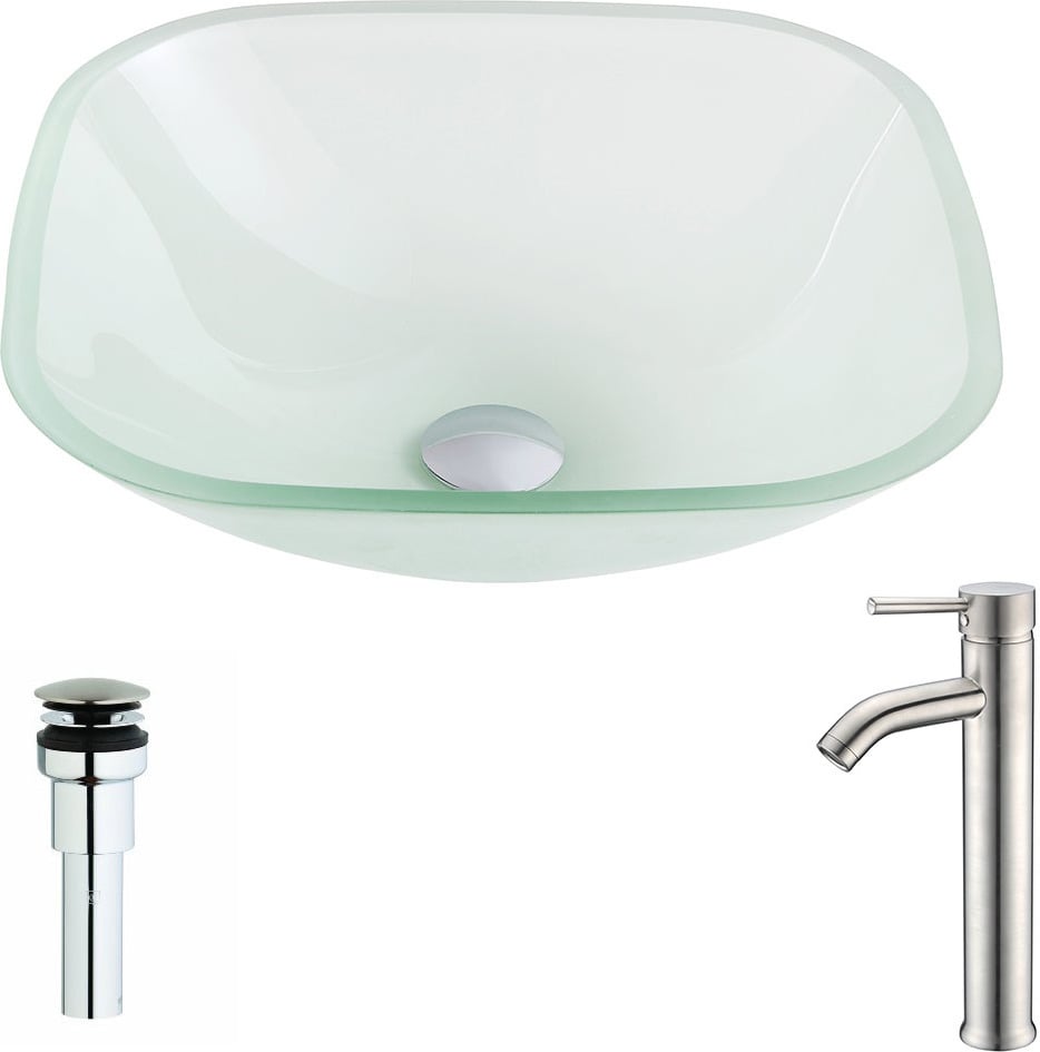 white vanity base Anzzi BATHROOM - Sinks - Vessel - Tempered Glass Off-White