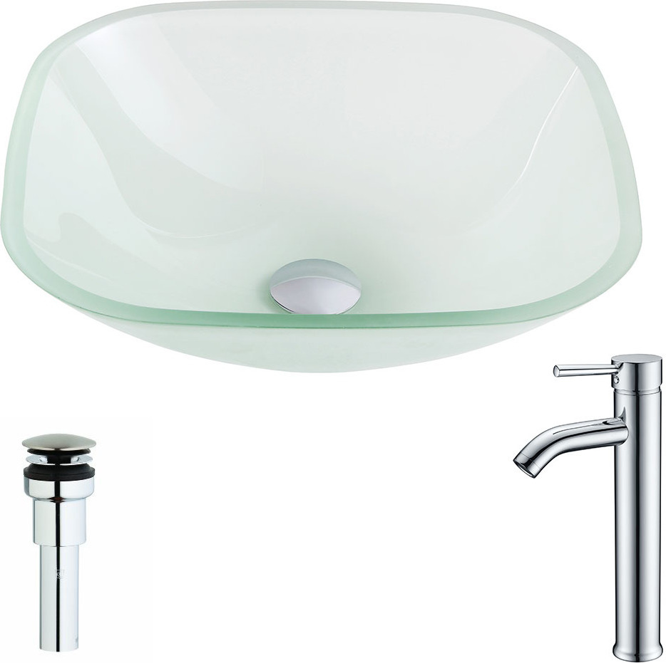 vanity bowl top Anzzi BATHROOM - Sinks - Vessel - Tempered Glass Off-White