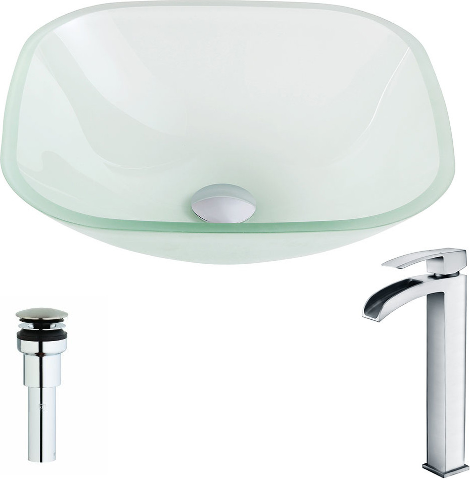 oval bathroom vanity Anzzi BATHROOM - Sinks - Vessel - Tempered Glass Off-White
