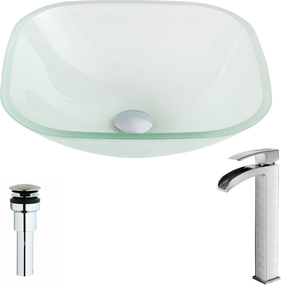 bathroom vanity with black hardware Anzzi BATHROOM - Sinks - Vessel - Tempered Glass Off-White