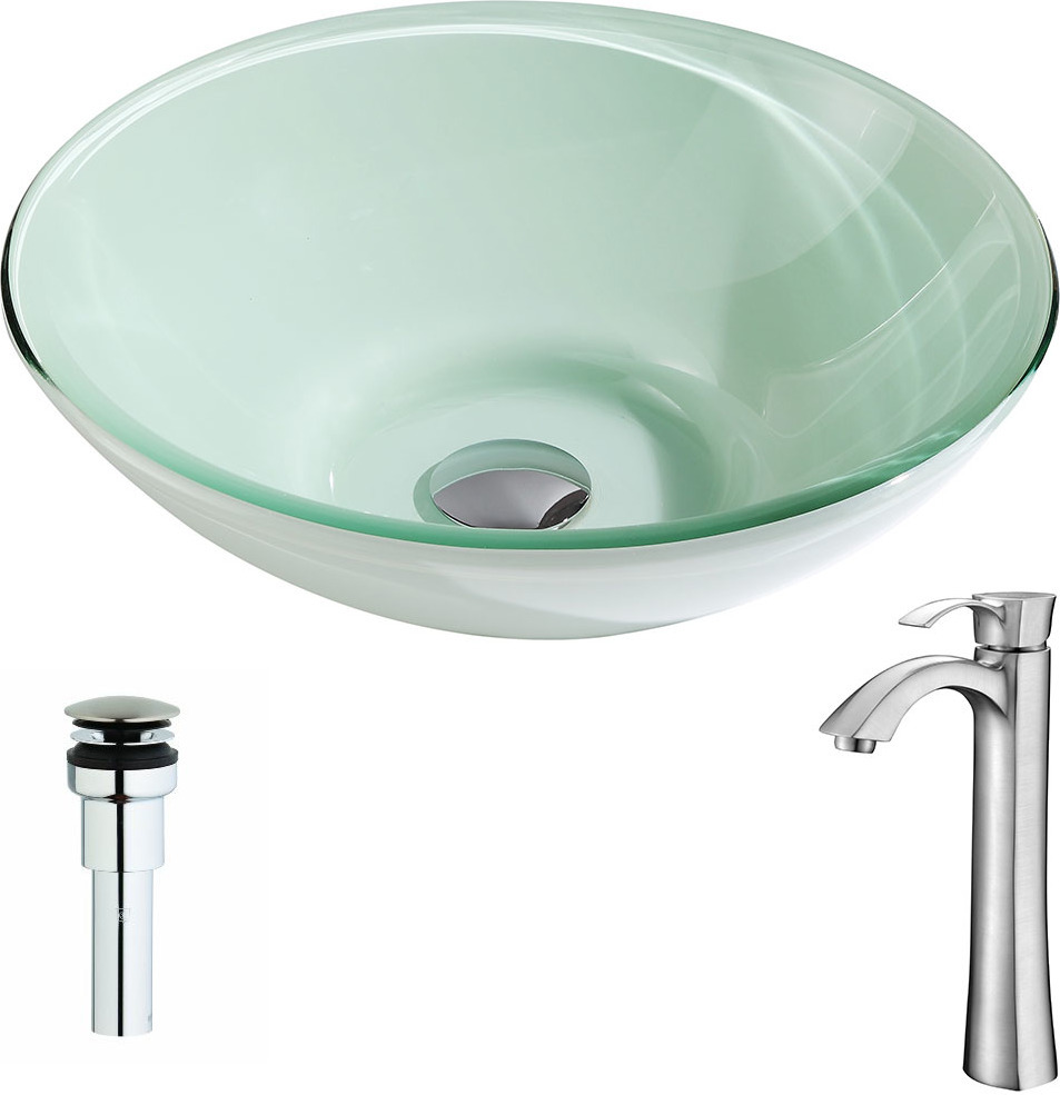 vanity base bathroom Anzzi BATHROOM - Sinks - Vessel - Tempered Glass Green