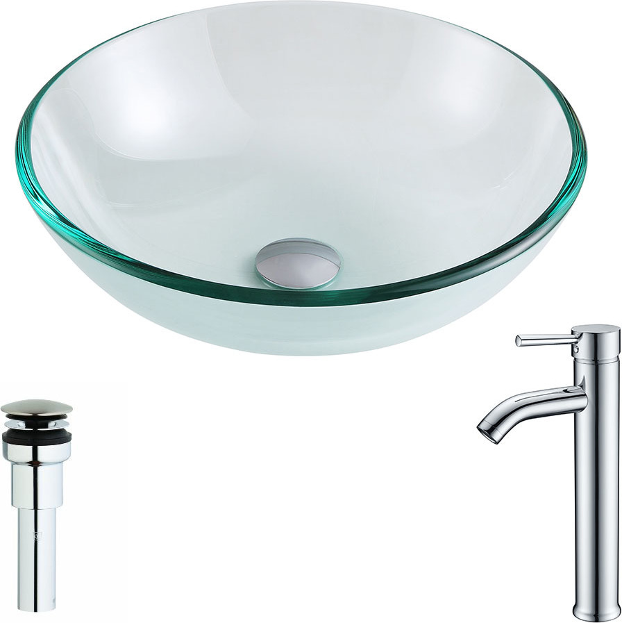 floating sink bathroom vanity Anzzi BATHROOM - Sinks - Vessel - Tempered Glass Clear