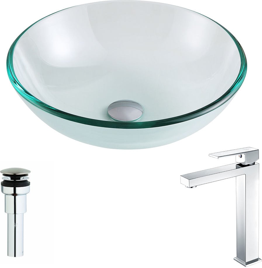 porcelain bathroom vanity Anzzi BATHROOM - Sinks - Vessel - Tempered Glass Clear
