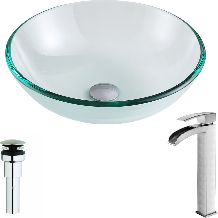 custom bath vanity top Anzzi BATHROOM - Sinks - Vessel - Tempered Glass Clear