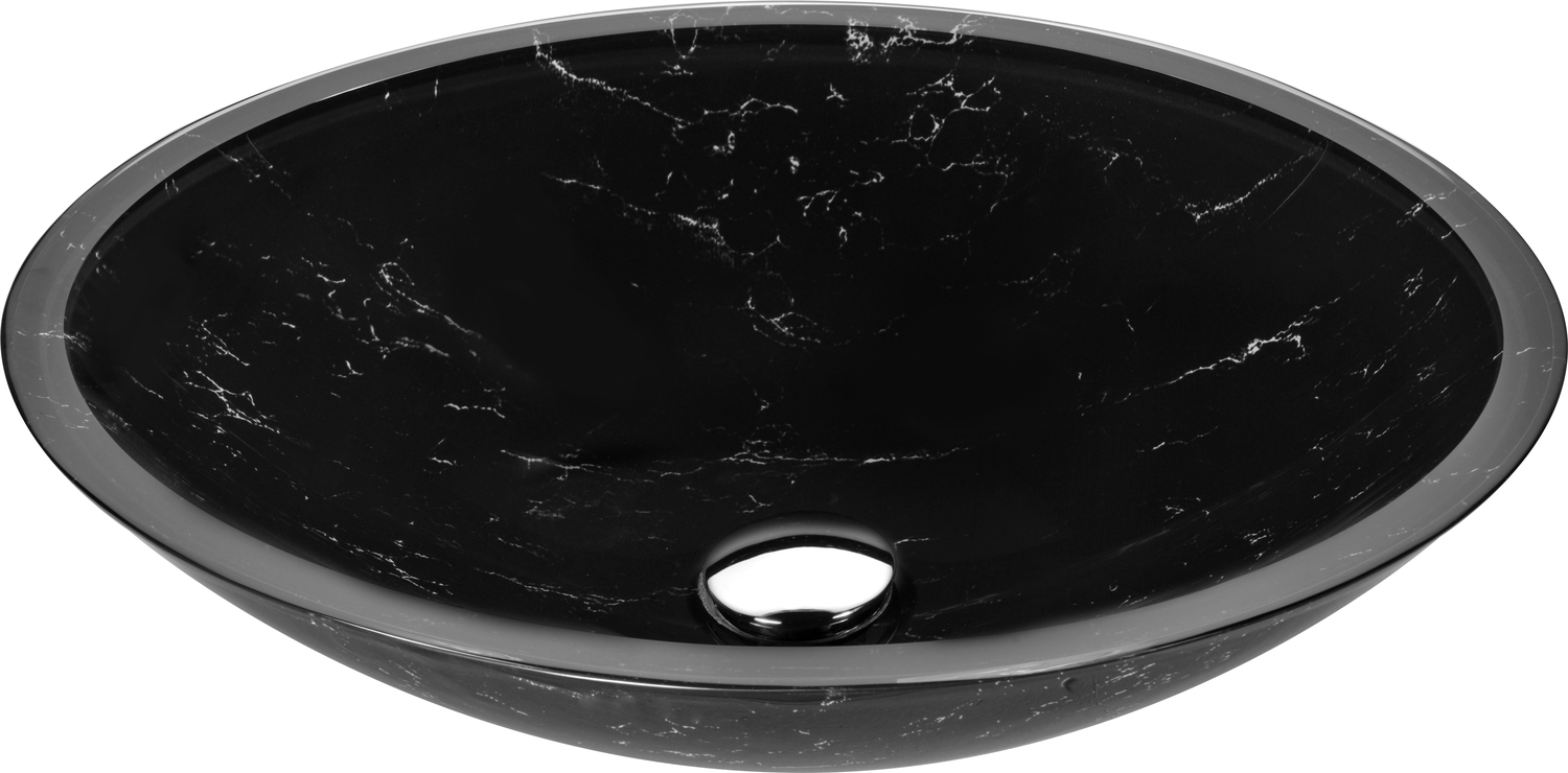 white and gold vanity bathroom Anzzi BATHROOM - Sinks - Vessel - Tempered Glass Black