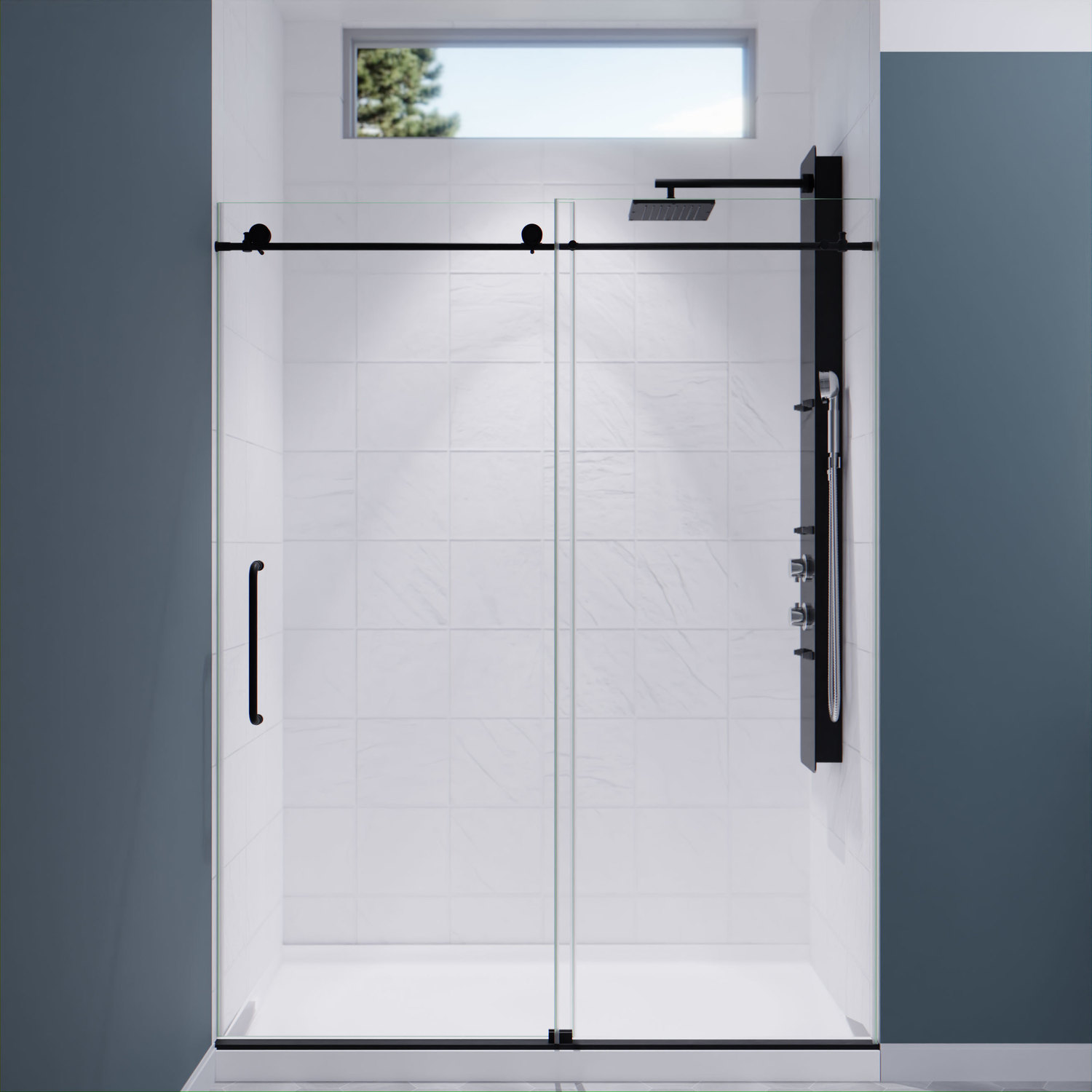 shower frame Anzzi SHOWER - Shower Doors - Sliding Black
